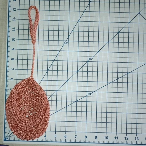 Air Plant Hanger Basket, Orange, Crocheted, Boho Style, Pre-owned - Picture 6 of 7